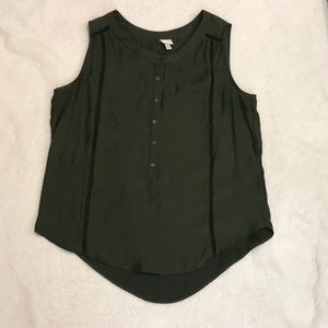 Green silky top